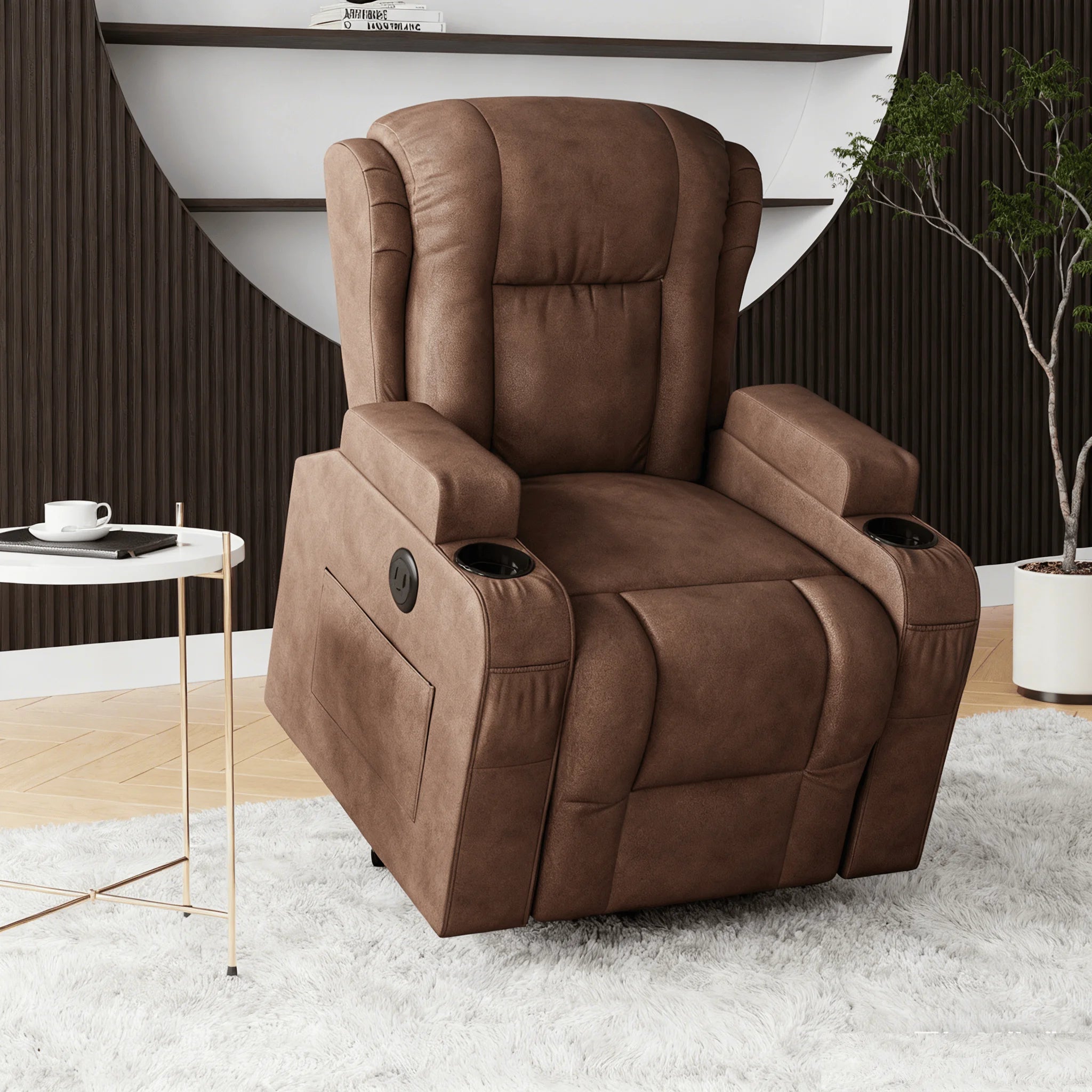 Electric Lift Chair, Massage and Heated Seat, with USB Charging Ports and Cup Holders, Storage Pockets and Wide Armrests