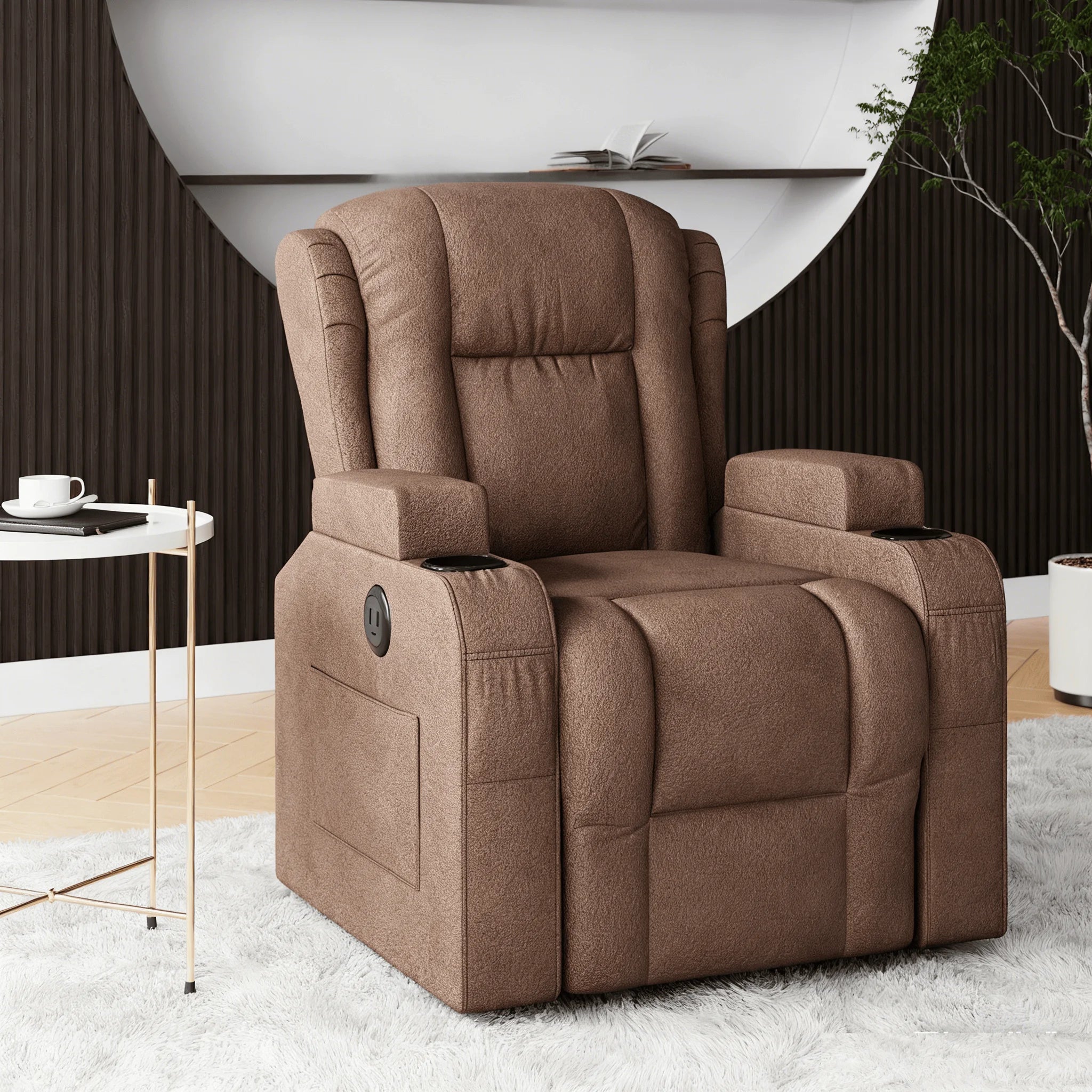 Electric Lift Chair, Massage and Heated Seat, with USB Charging Ports and Cup Holders, Storage Pockets and Wide Armrests