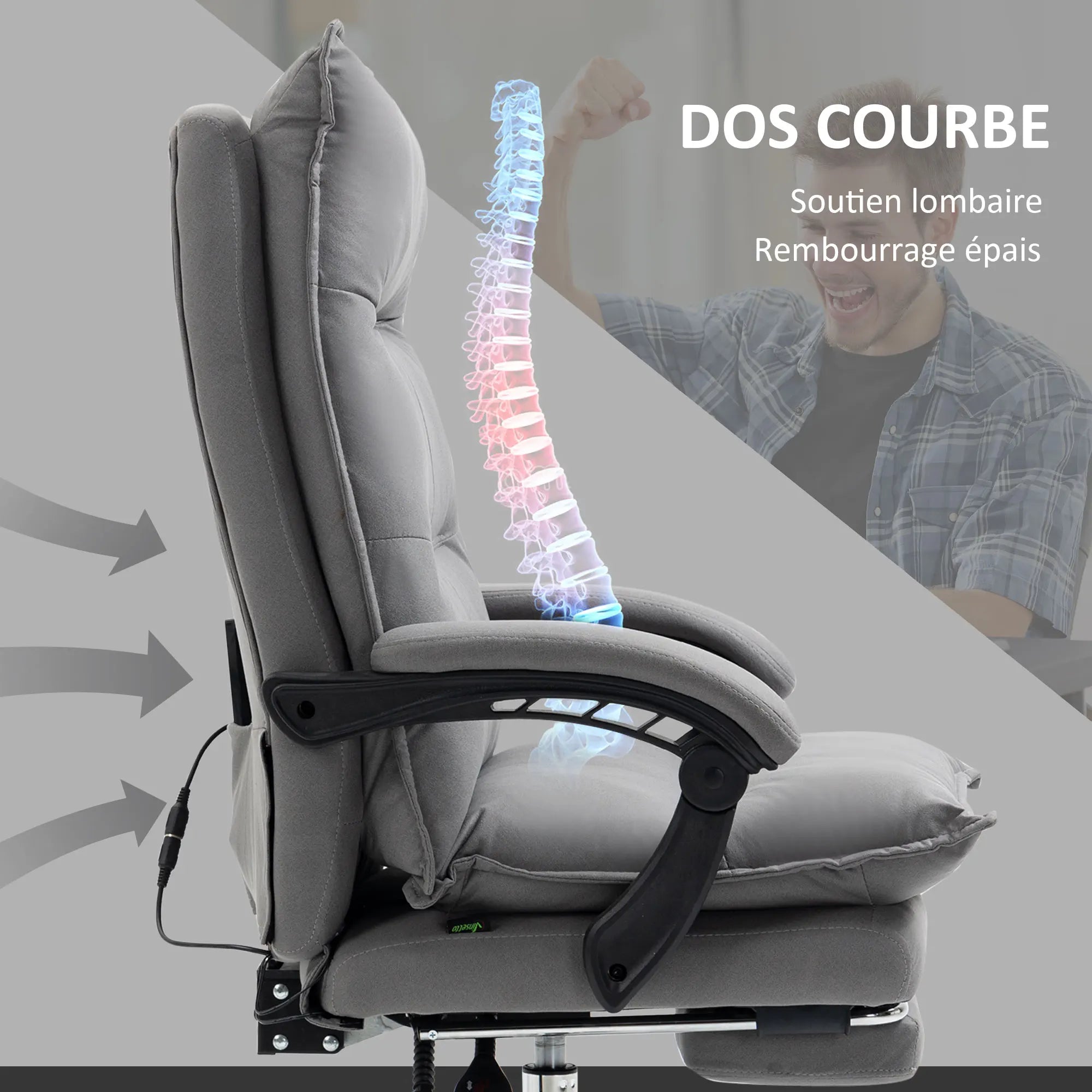 Dinsetto desk Armchair massing and heating, desk office chair, ergonomic chair with adjustable height, reclin back