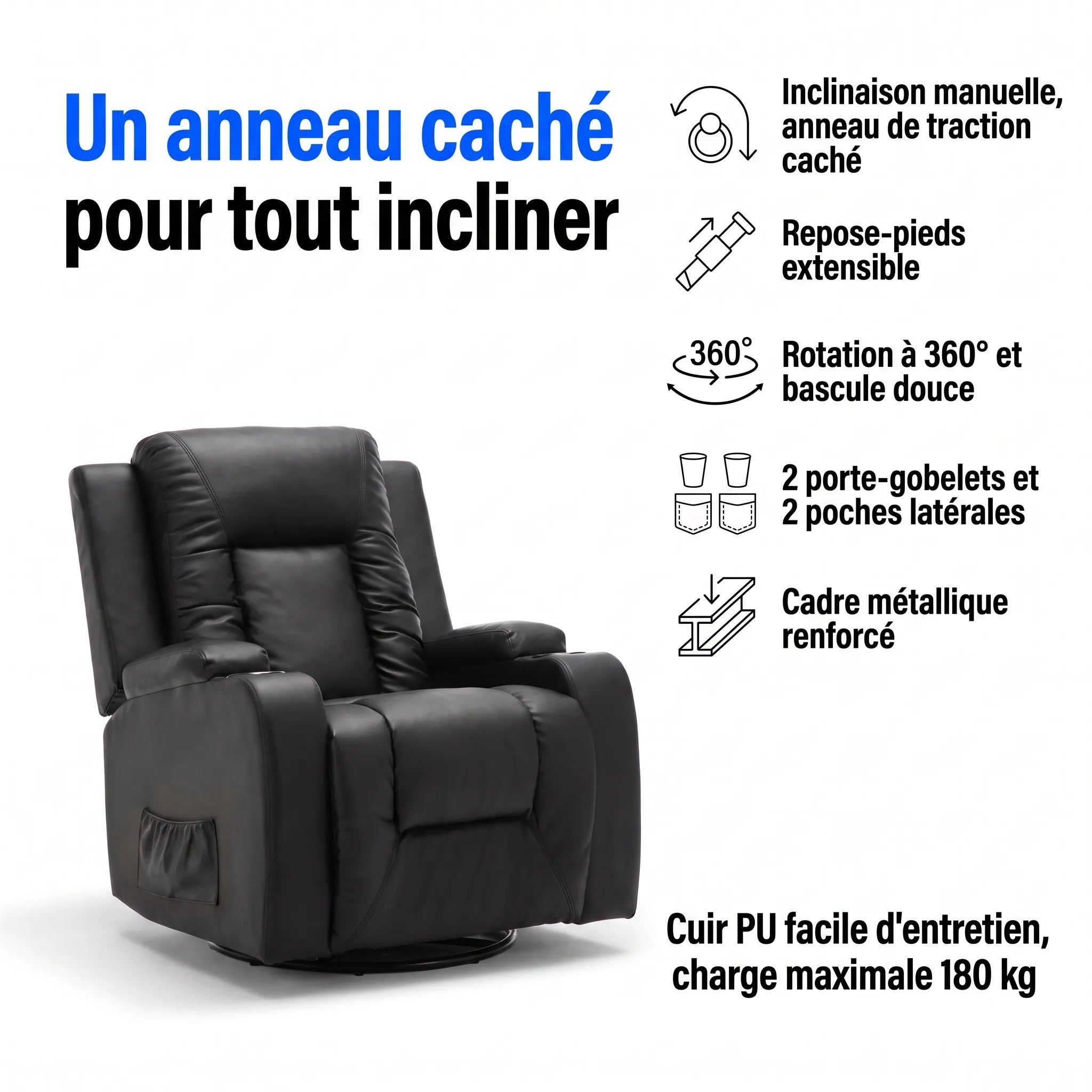 Fauteuil Inclinable Pivotant et Bascule – Bruma