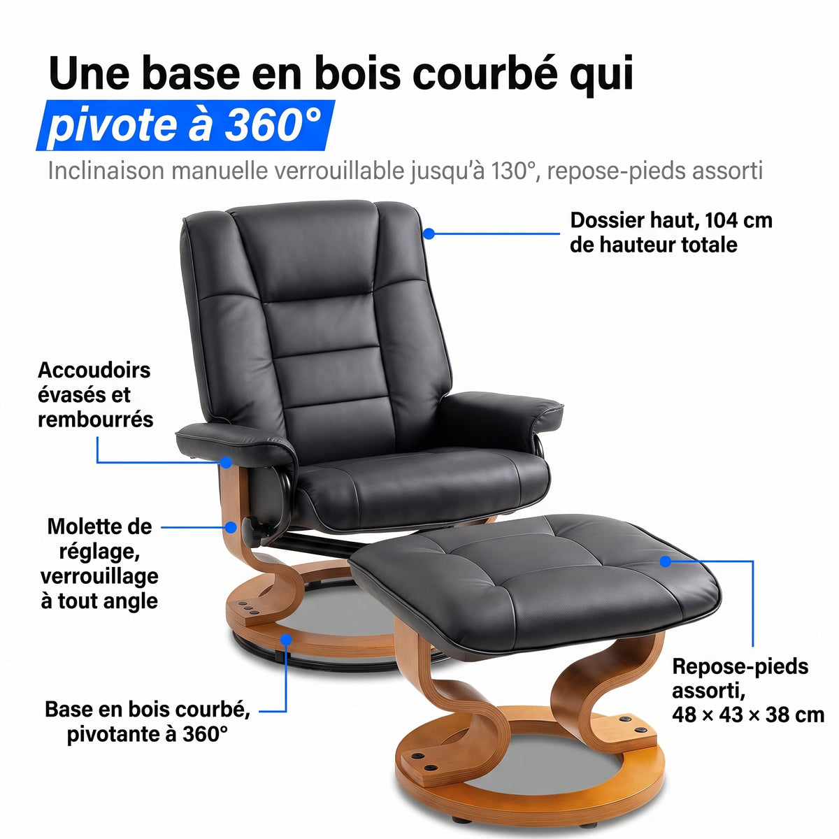 Fauteuil Inclinable avec Repose-pieds – Nordo