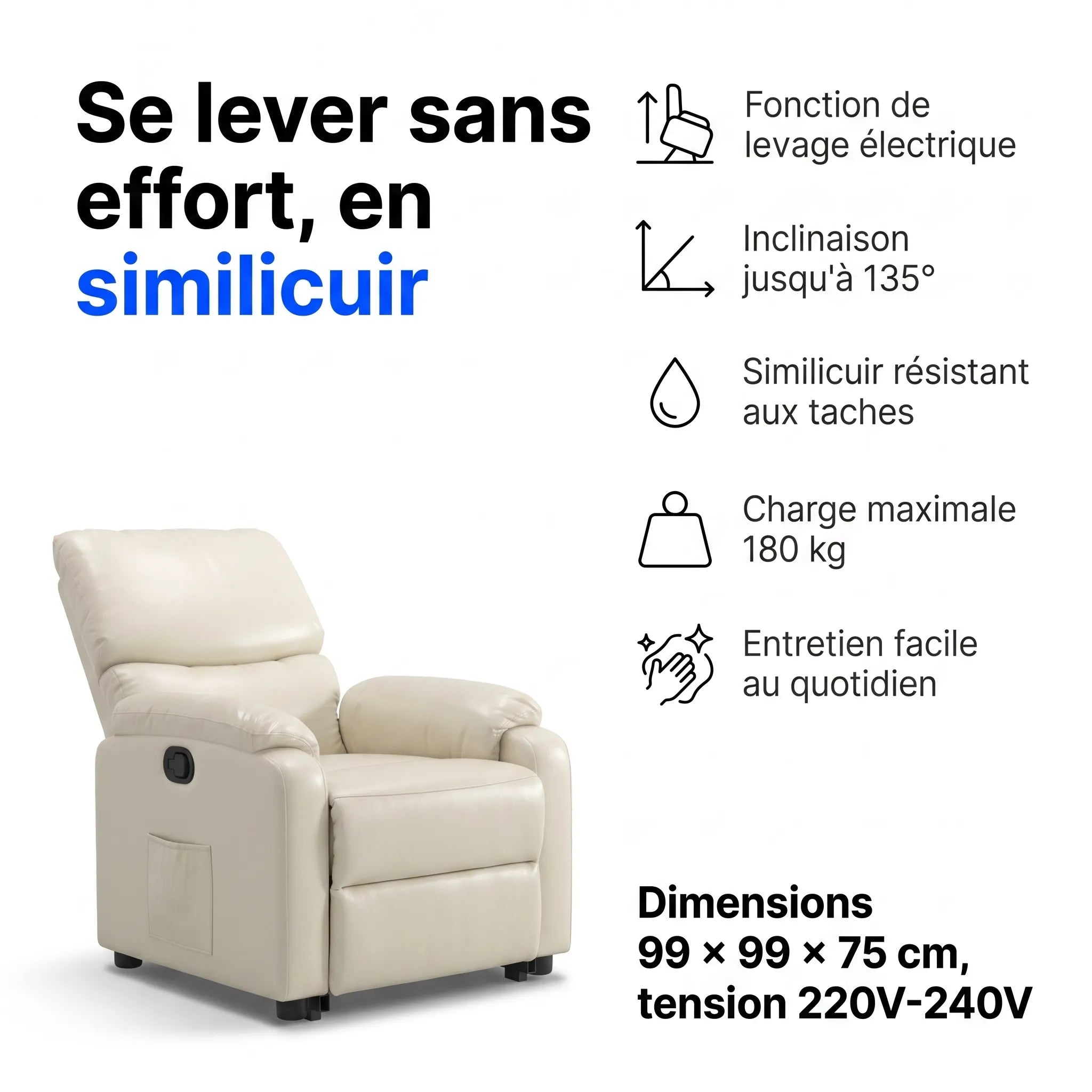 Fauteuil Releveur Électrique Similicuir – Douvo