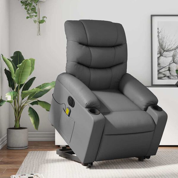 vidaXL Fauteuil inclinable électrique gris similicuir
