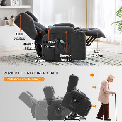 COMHOMA Relax armchair Stand Up Aid Massage armchair with fabric Surface Electric TV armchair with Stand-Up Aid reclining function