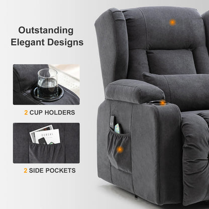COMHOMA Relax armchair Stand Up Aid Massage armchair with fabric Surface Electric TV armchair with Stand-Up Aid reclining function