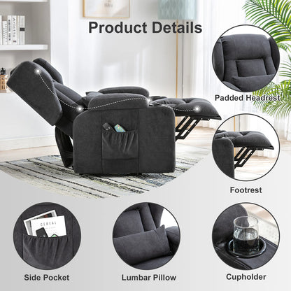 COMHOMA Relax armchair Stand Up Aid Massage armchair with fabric Surface Electric TV armchair with Stand-Up Aid reclining function