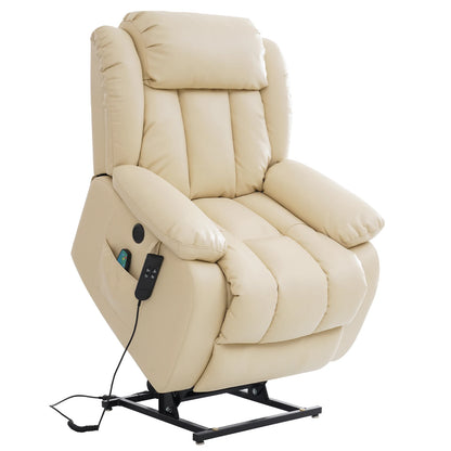 Navivi electric leather armchair with dual motors, heating and massage functions, lift-assist feature, and storage space