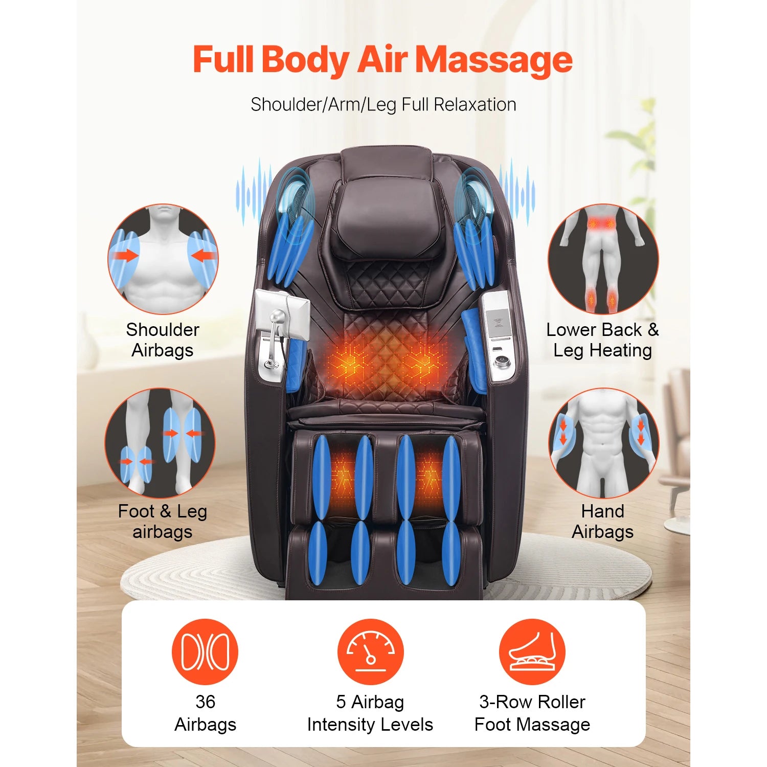 SucceBuy Massage Chair 4D Full Body Zero Gravity Recliner w/SL Track Stretch AI Voice Control Heat Foot Roller Retractable Pedal
