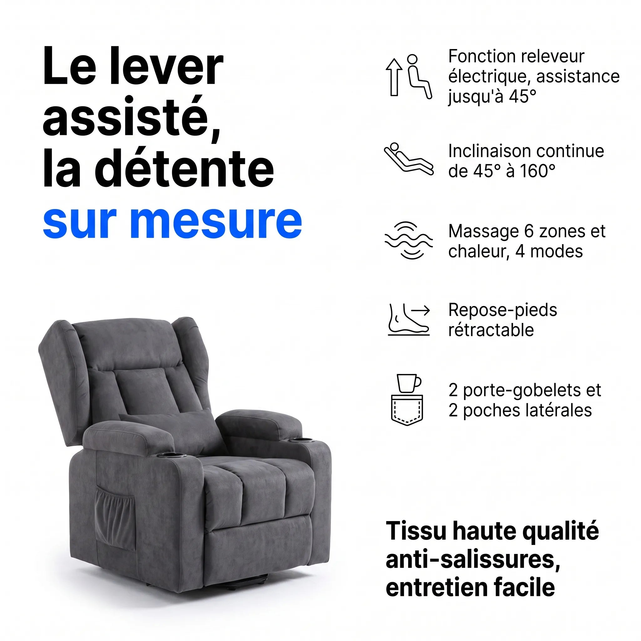 Fauteuil Releveur Massant Chauffant – Calmo