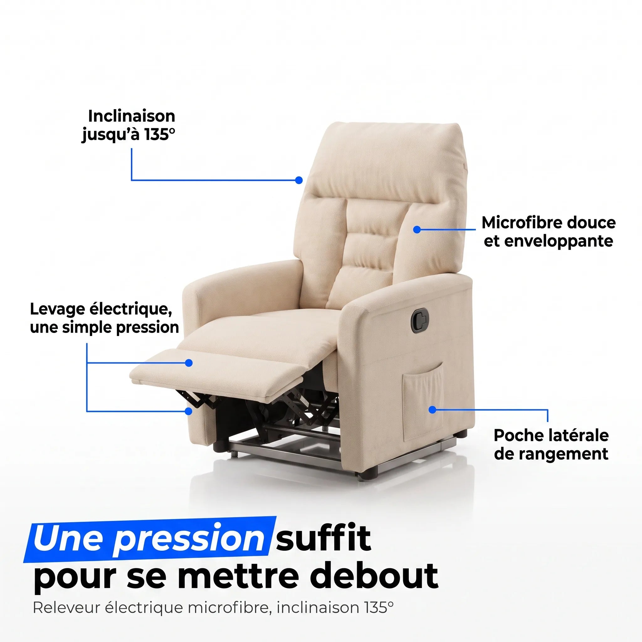 Fauteuil Releveur Électrique Microfibre – Nuvex