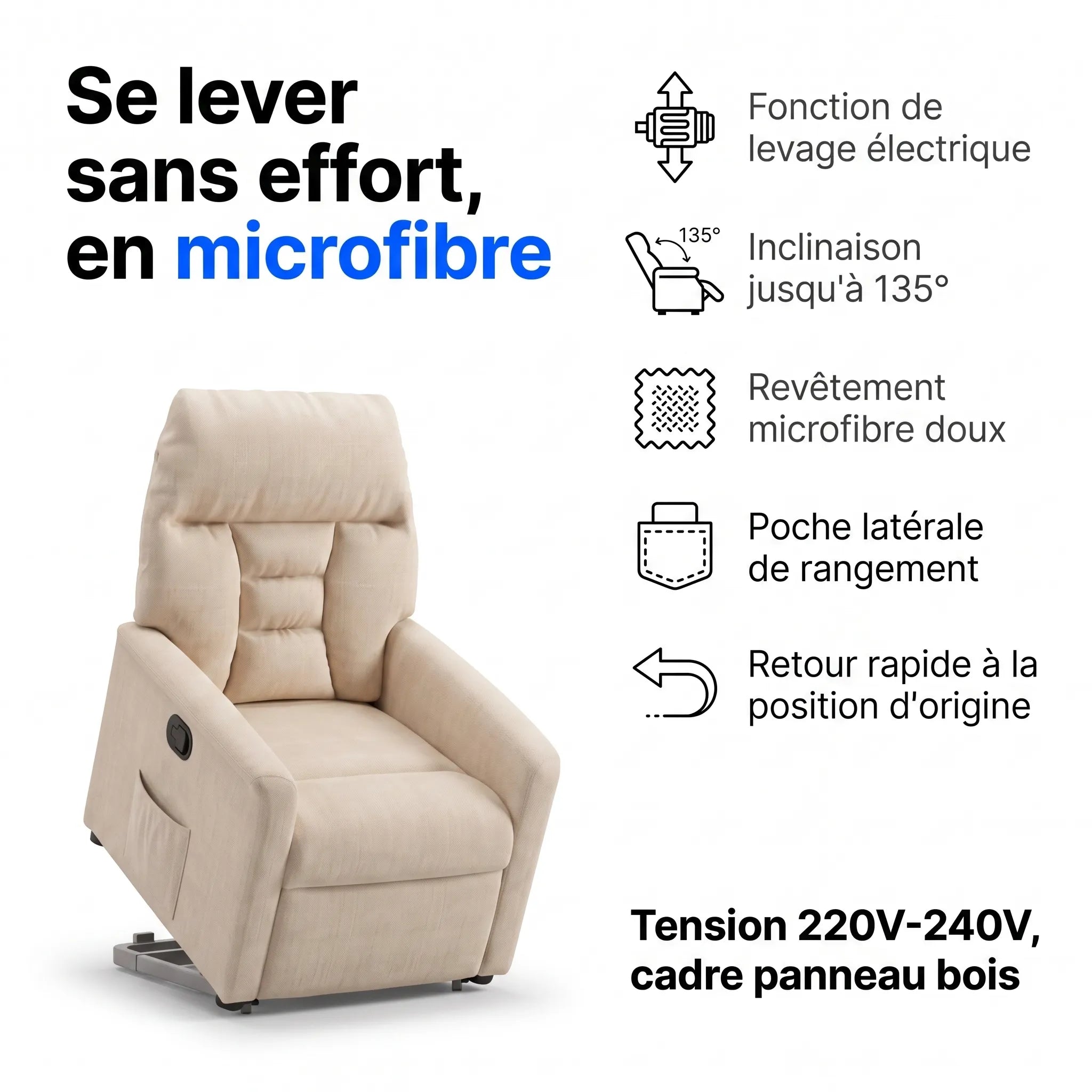 Fauteuil Releveur Électrique Microfibre – Nuvex