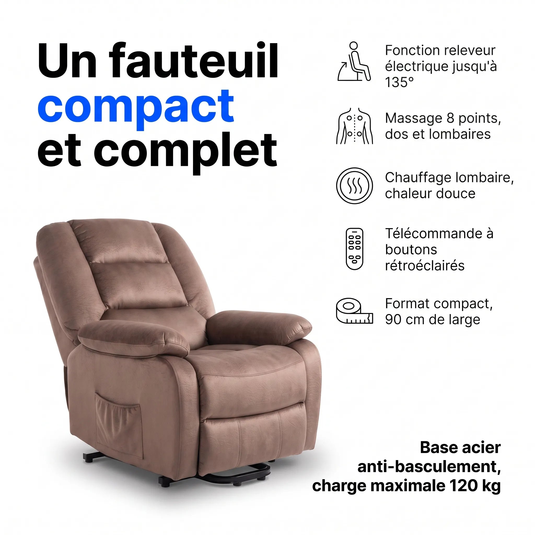 Fauteuil Releveur Massant Chauffant – Duna