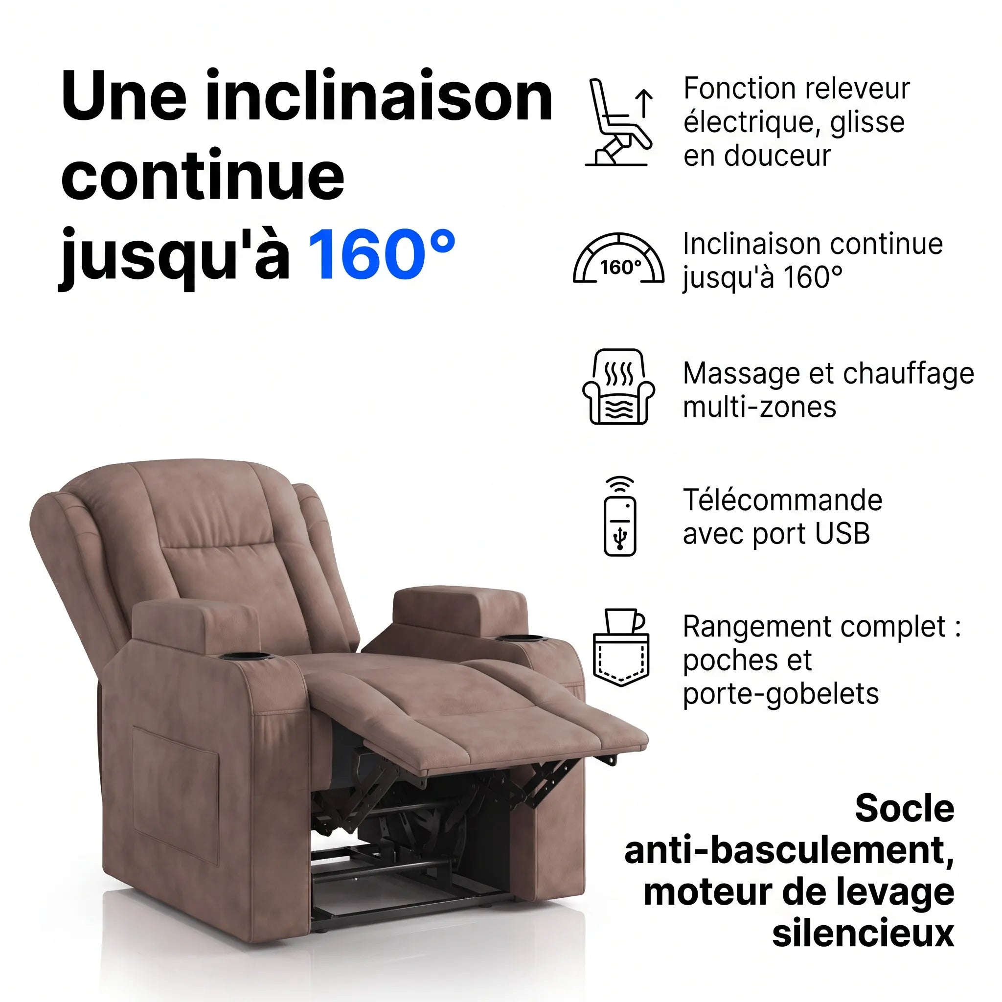 Fauteuil Releveur Massant Chauffant – Amaro