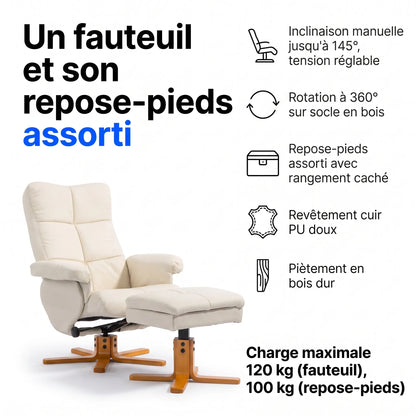Fauteuil Inclinable avec Repose-pieds – Plumo