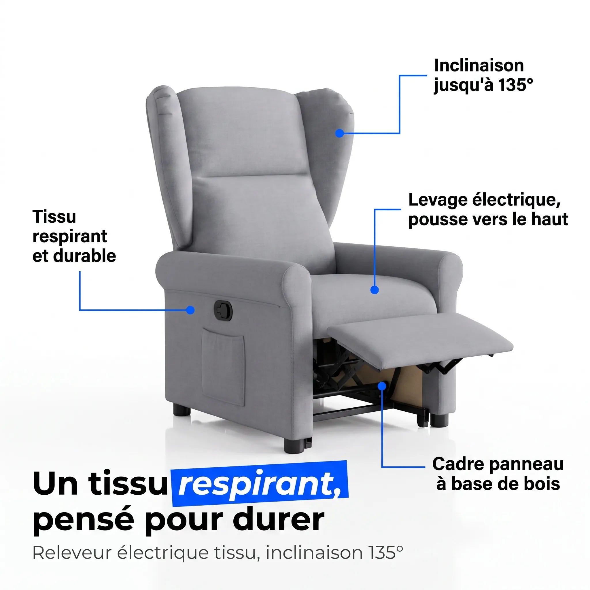 Fauteuil Releveur Électrique Tissu – Coalo