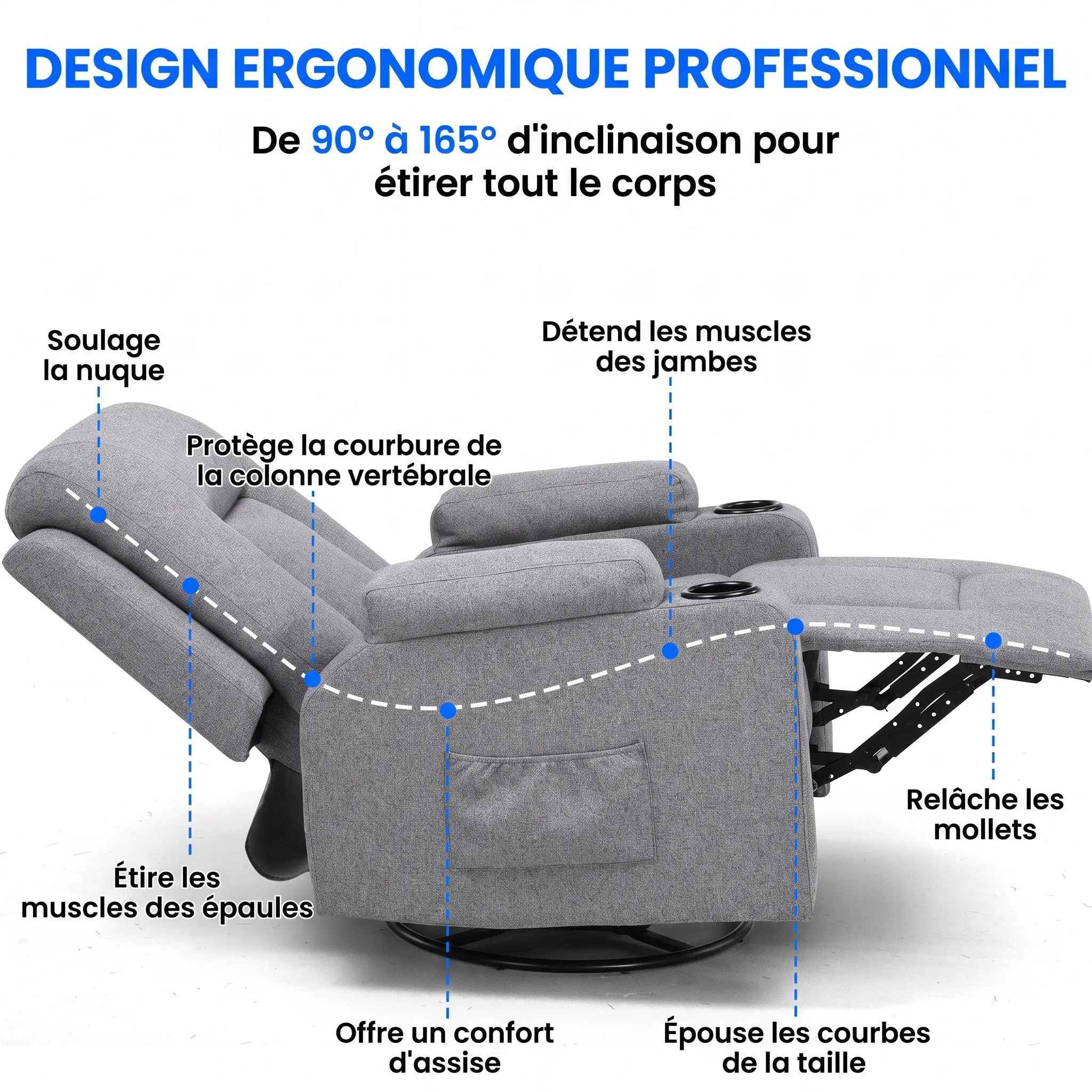 Fauteuil Inclinable Pivotant et Bascule – Bruma