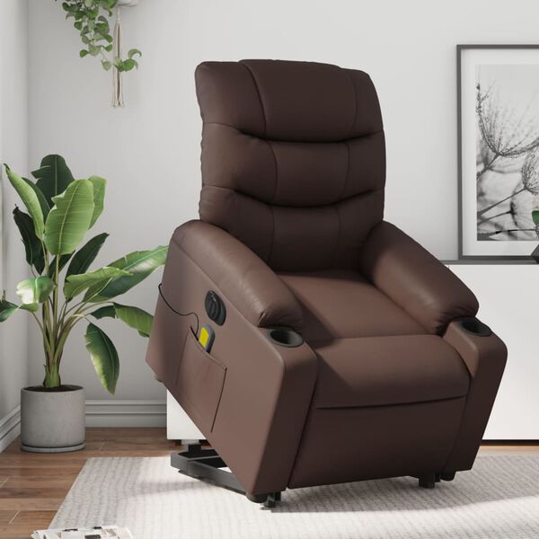 vidaXL Fauteuil inclinable électrique gris similicuir