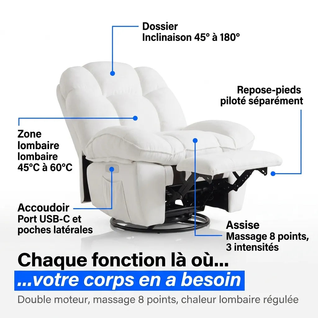 Fauteuil Inclinable Massant Chauffant – Zenko