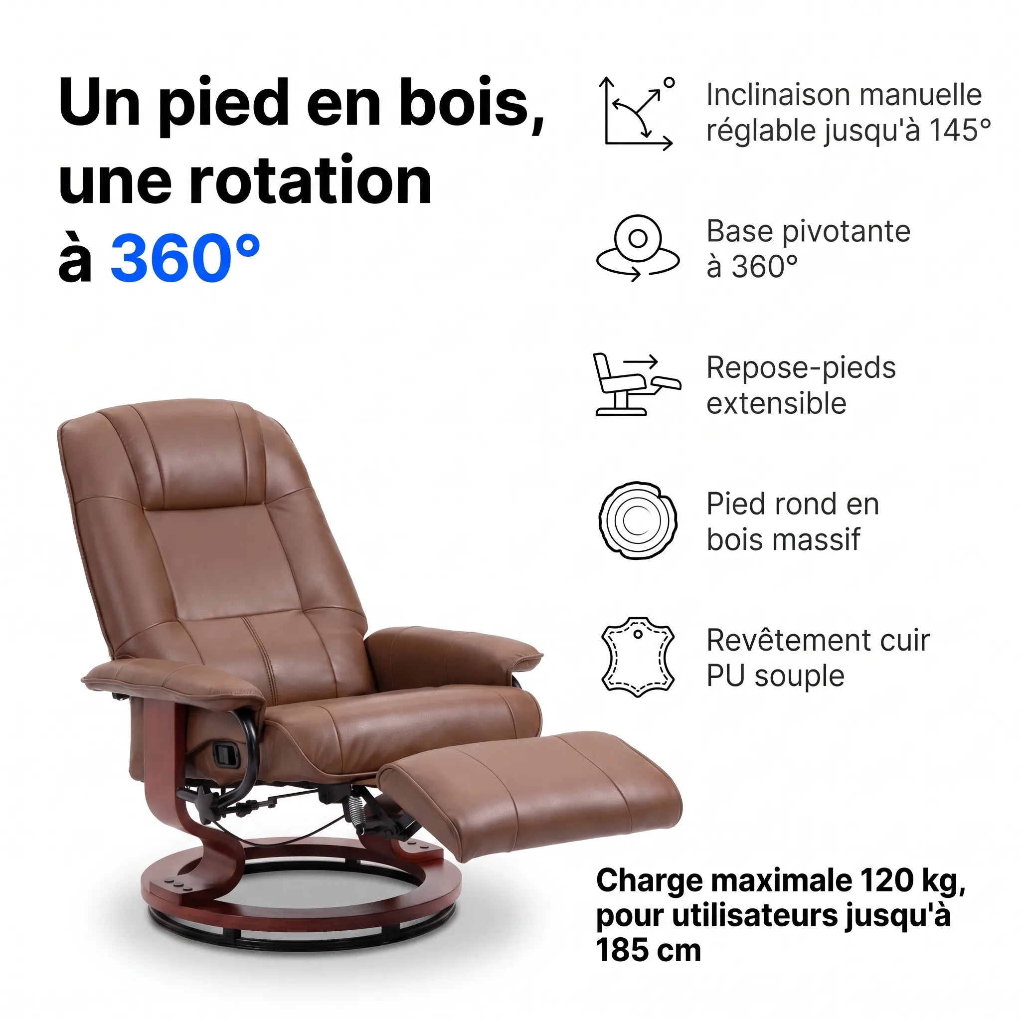 Fauteuil Inclinable Pied Bois Massif – Dolcea