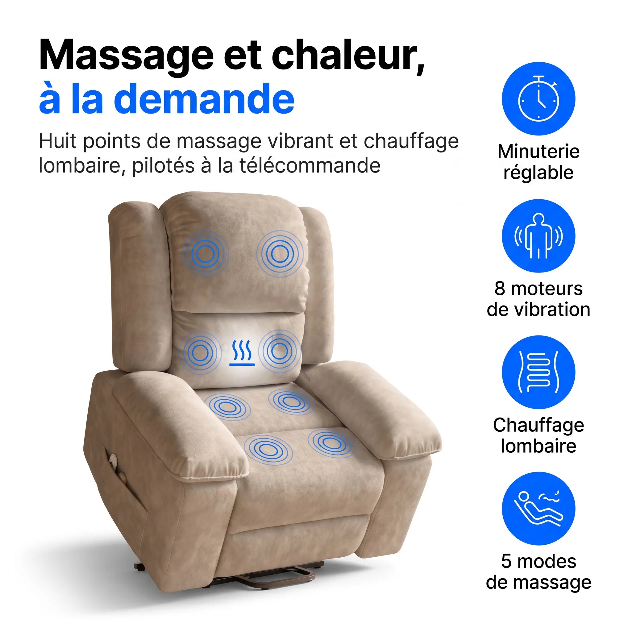 Fauteuil Releveur Massant Chauffant – Reposo