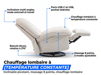 Fauteuil Inclinable Massant Chauffant – CloudPro