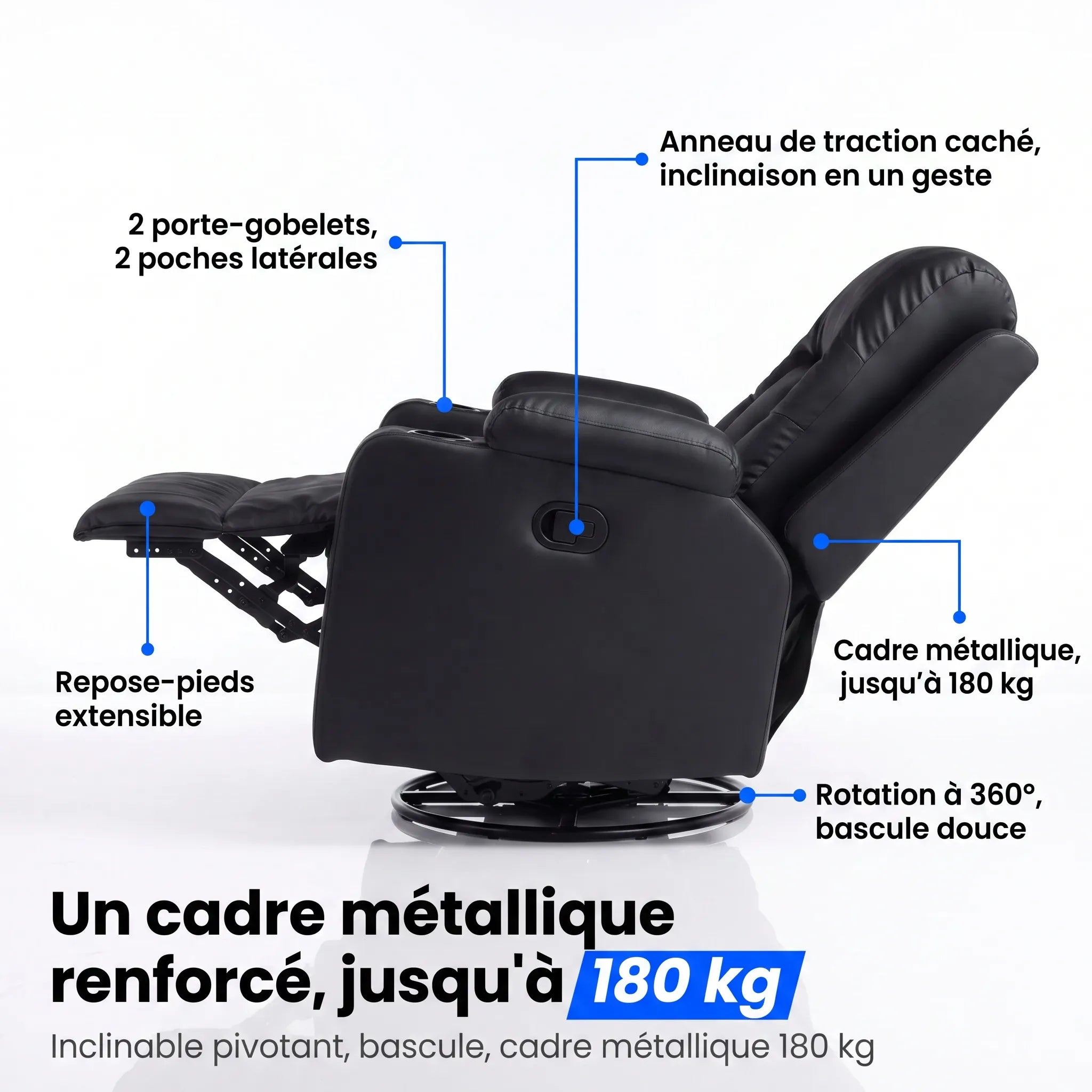 Fauteuil Inclinable Pivotant et Bascule – Bruma