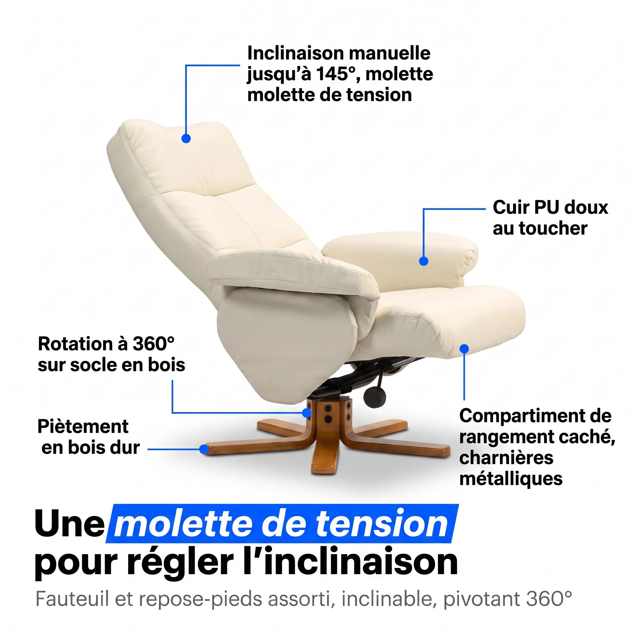 Fauteuil Inclinable avec Repose-pieds – Plumo