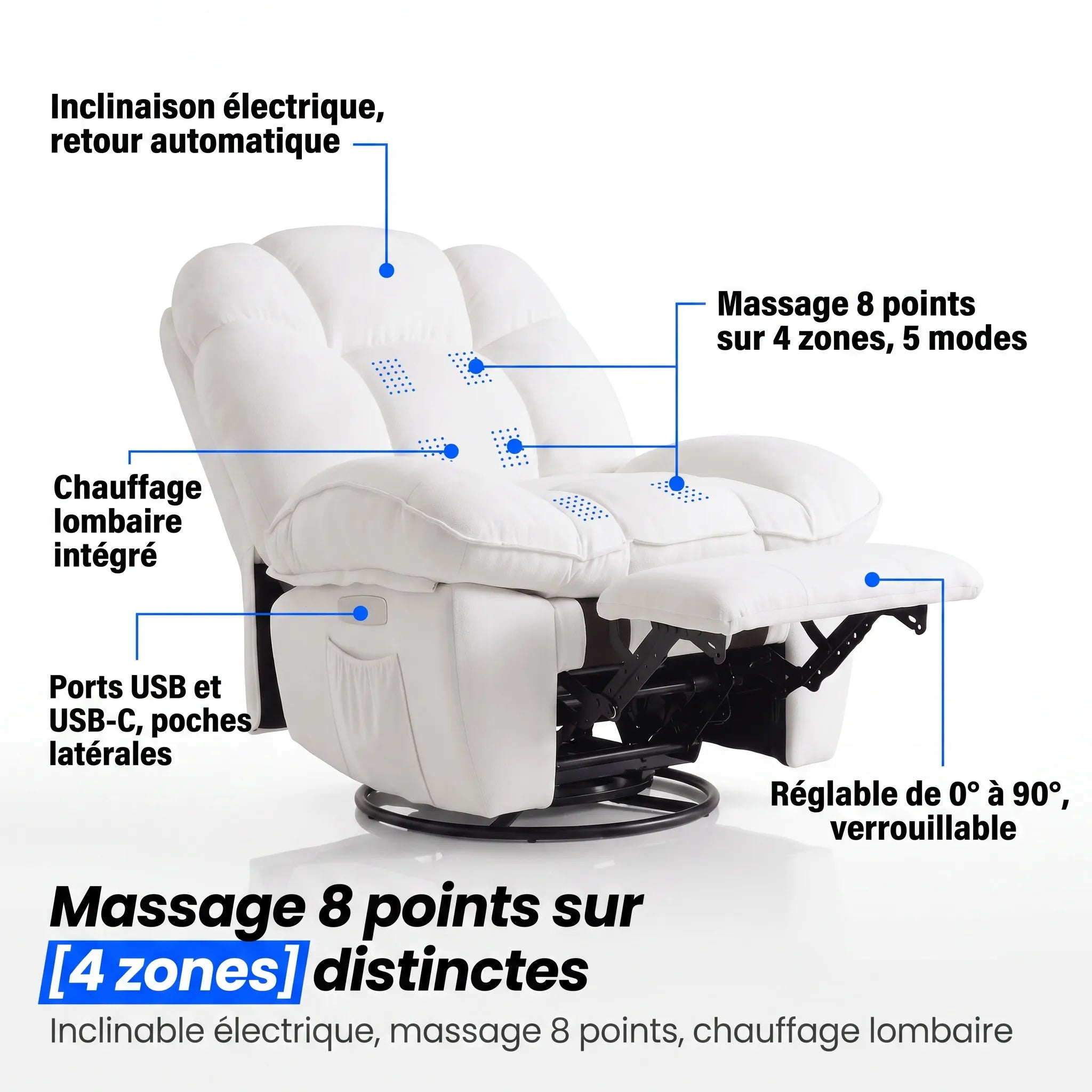 Fauteuil Inclinable Massant Chauffant – Zenko